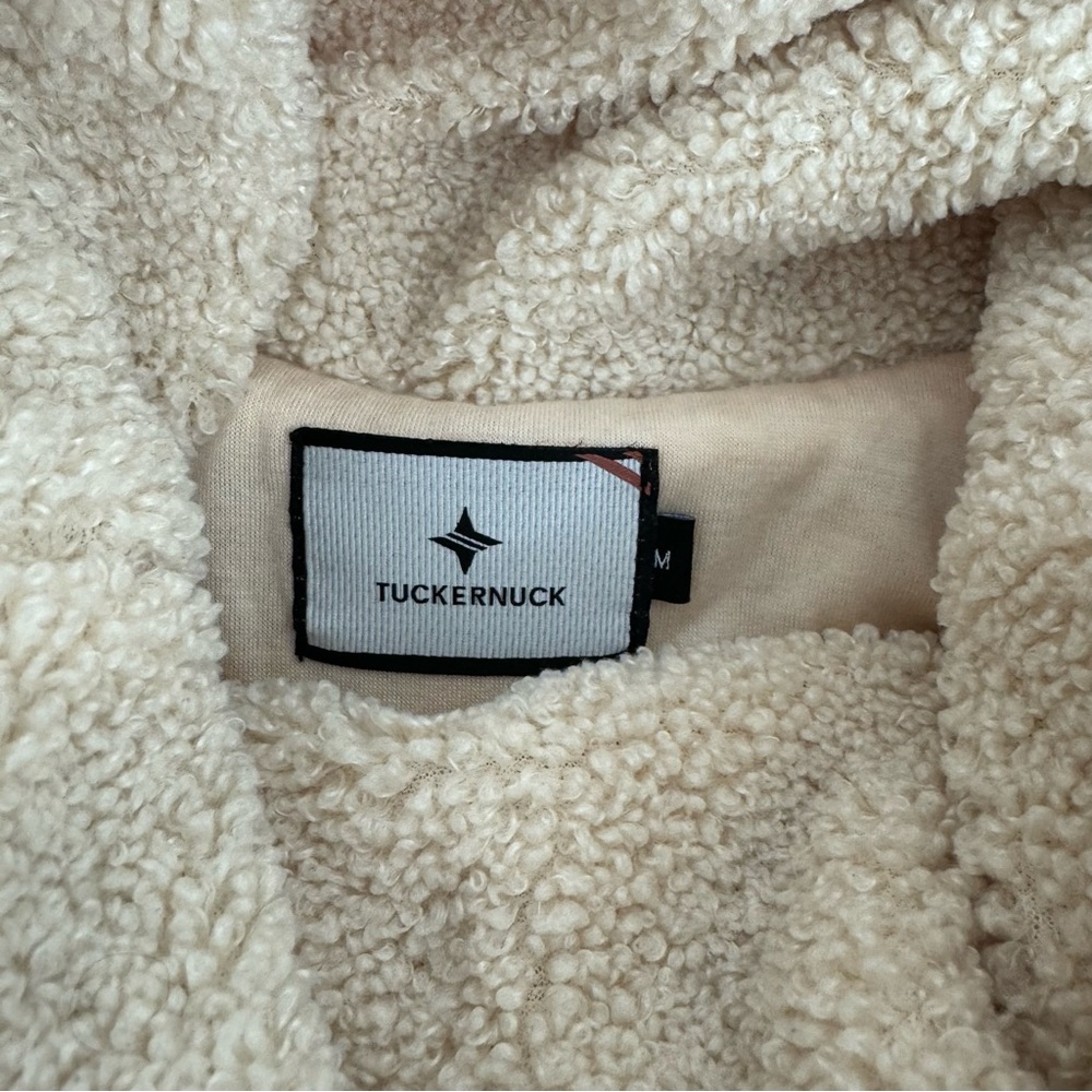 Tuckernuck Pullover Sweater Size M Cream Teddy Fleece Rollins Funnel Neck Boxy - Picture 4 of 9